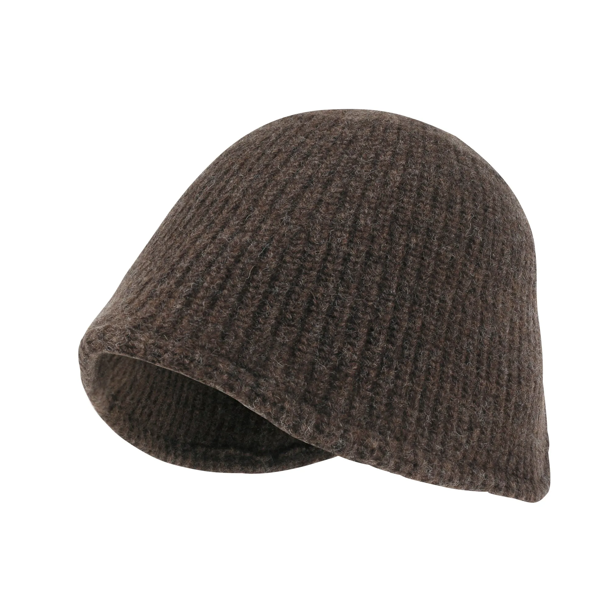 ililily Crochet Asymmetrical Brim Wool Blended Fedora Color Winter Bucket Hat