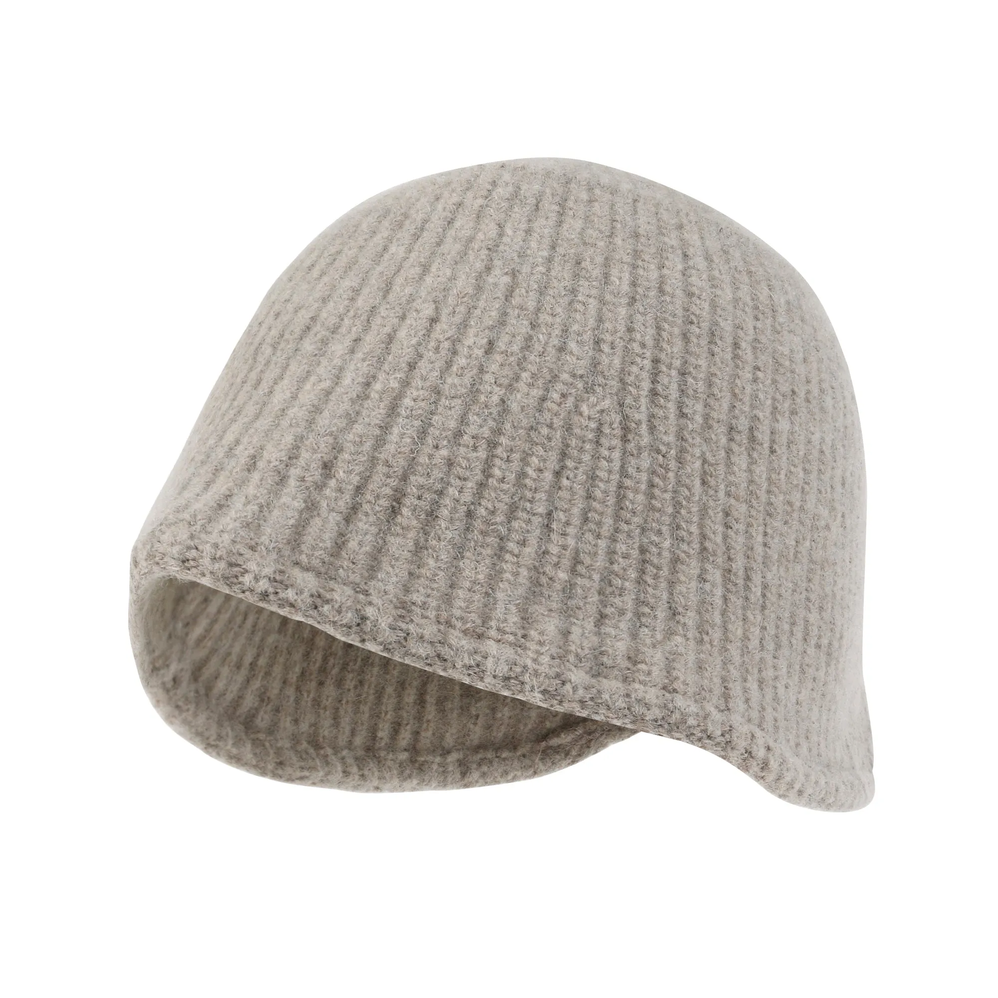 ililily Crochet Asymmetrical Brim Wool Blended Fedora Color Winter Bucket Hat