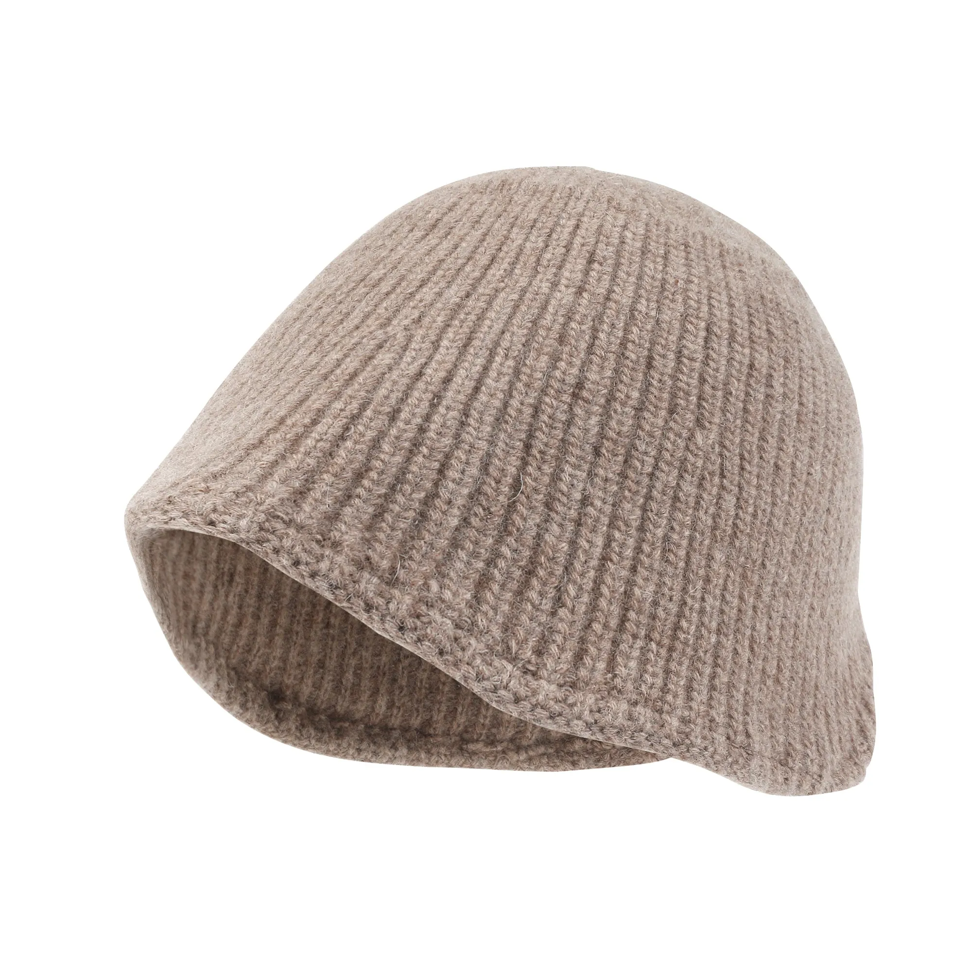 ililily Crochet Asymmetrical Brim Wool Blended Fedora Color Winter Bucket Hat