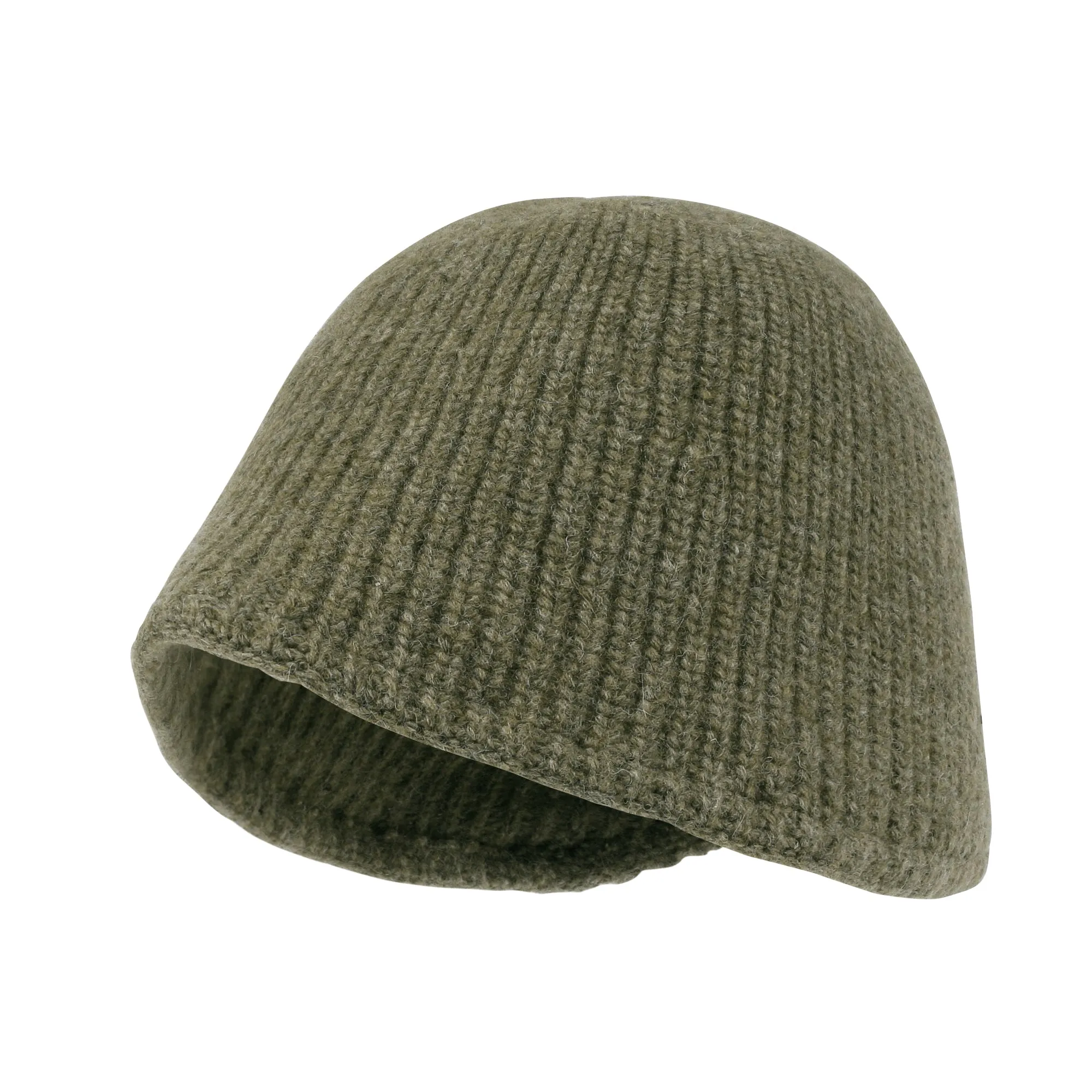 ililily Crochet Asymmetrical Brim Wool Blended Fedora Color Winter Bucket Hat