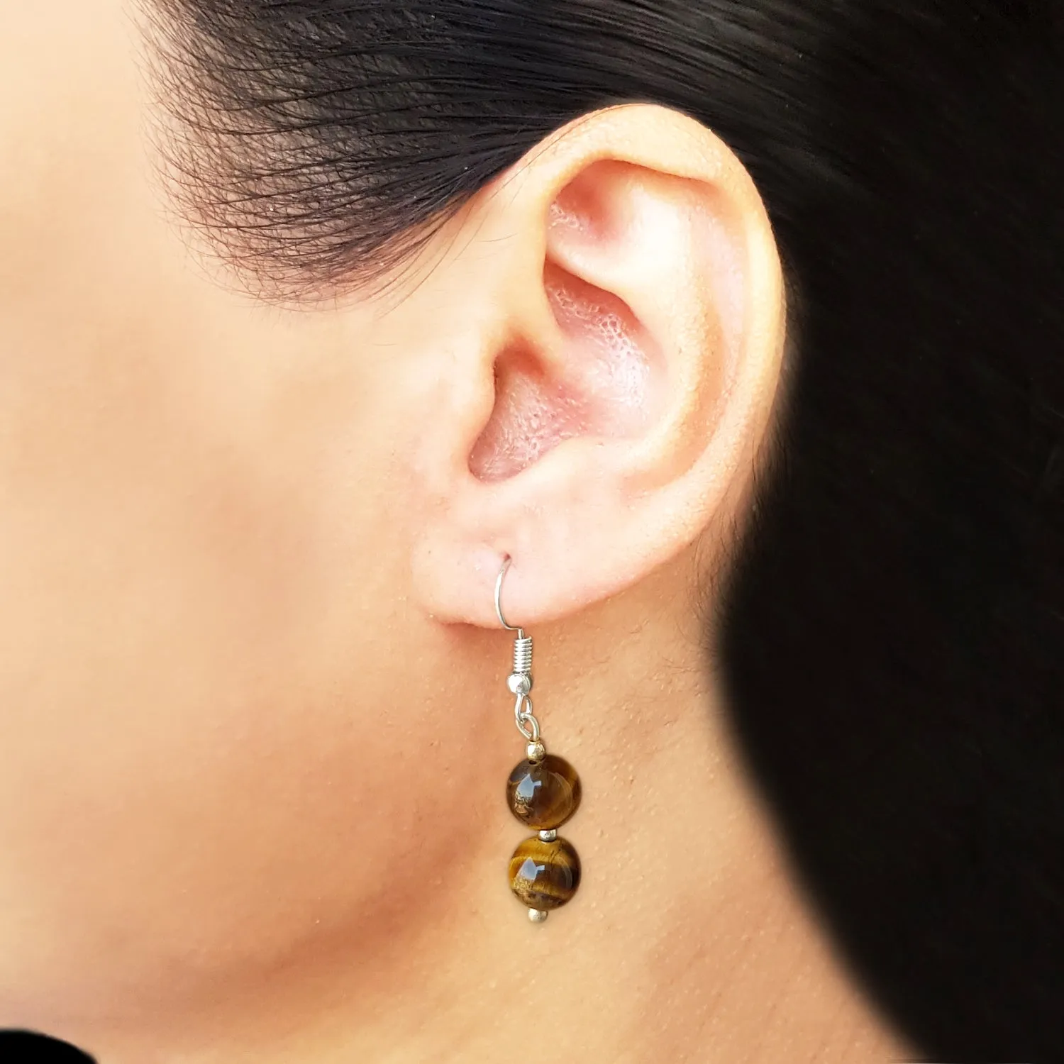 Imeora Tiger Eye 8mm Natural Stone Earrings