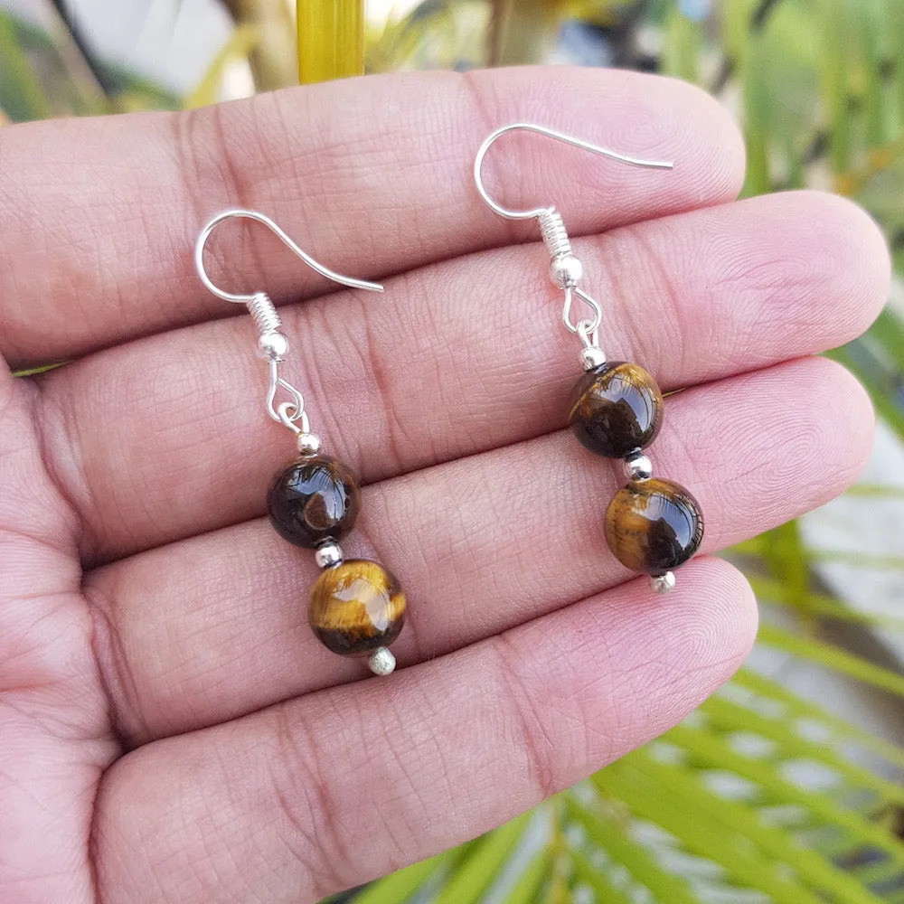 Imeora Tiger Eye 8mm Natural Stone Earrings