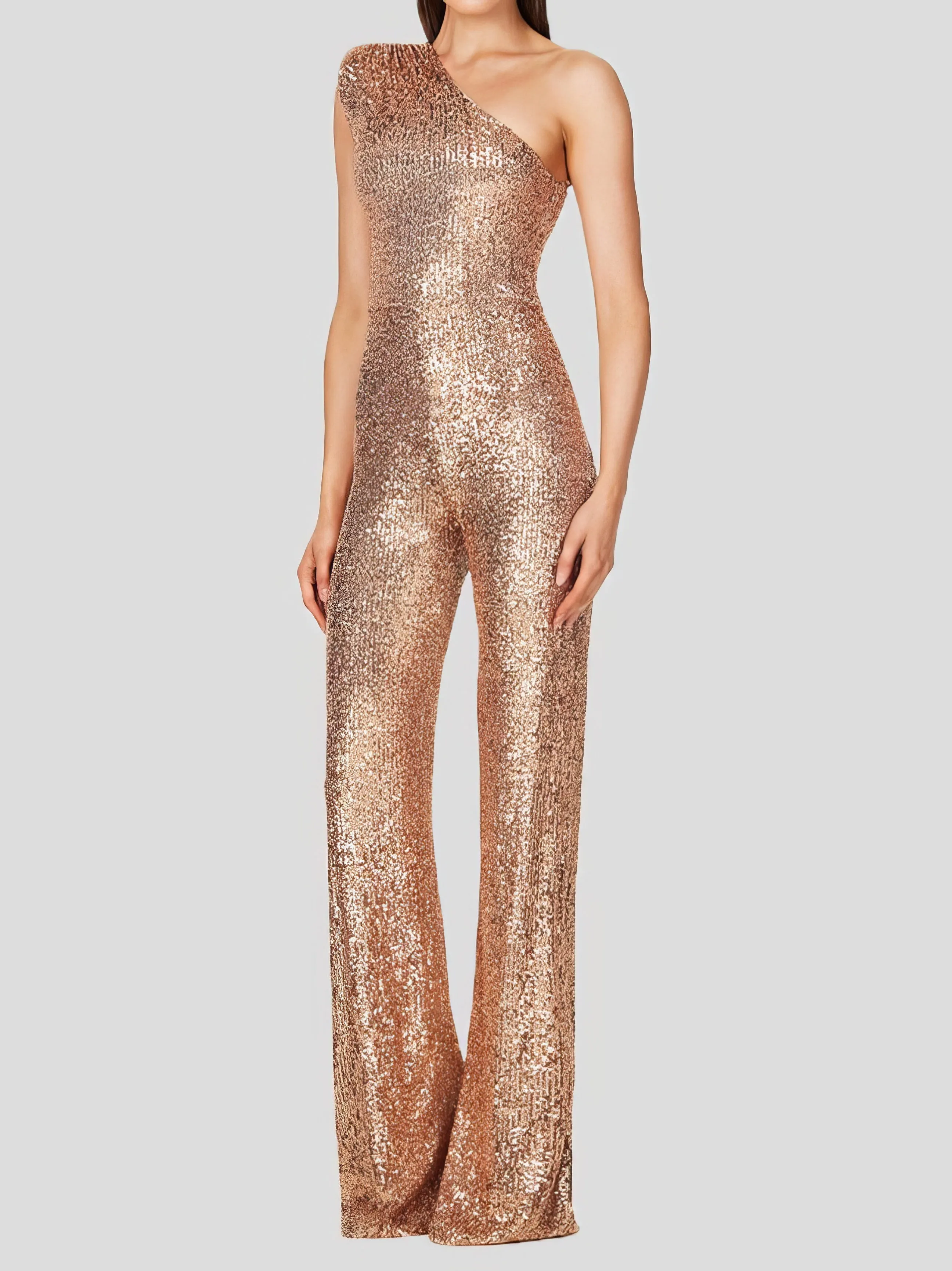 Jumpsuits One-Shoulder Sequined Slim-Fit Jumpsuit for Women