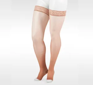 Juzo 2100 Naturally Sheer Open Toe Thigh Highs w/Silicone Band - 15-20 mmHg