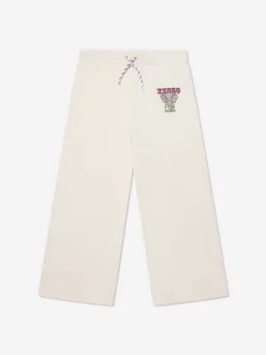 KENZO Girls Embroidered Logo Joggers in Ivory