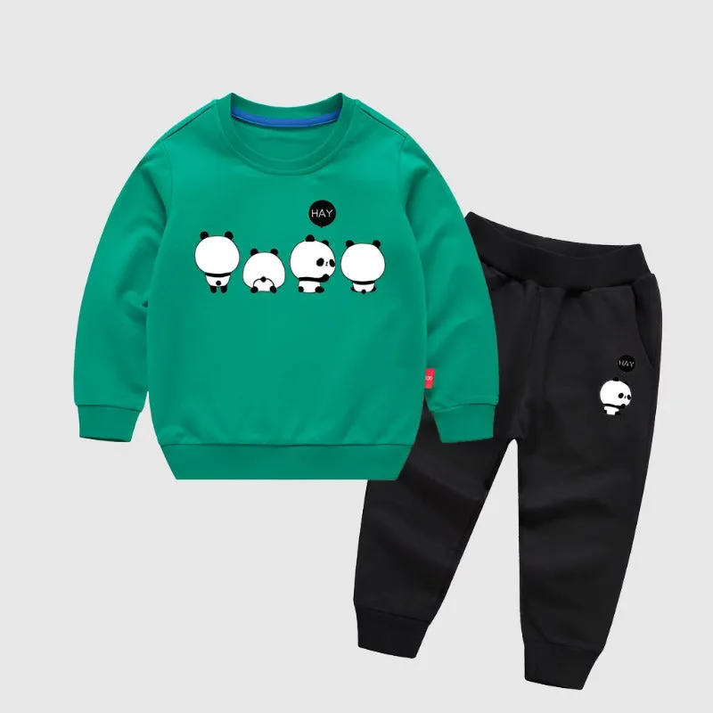 Kids Custom Design Long-sleeved Sweatshirt and Sweatpants Two piece Outfit Set