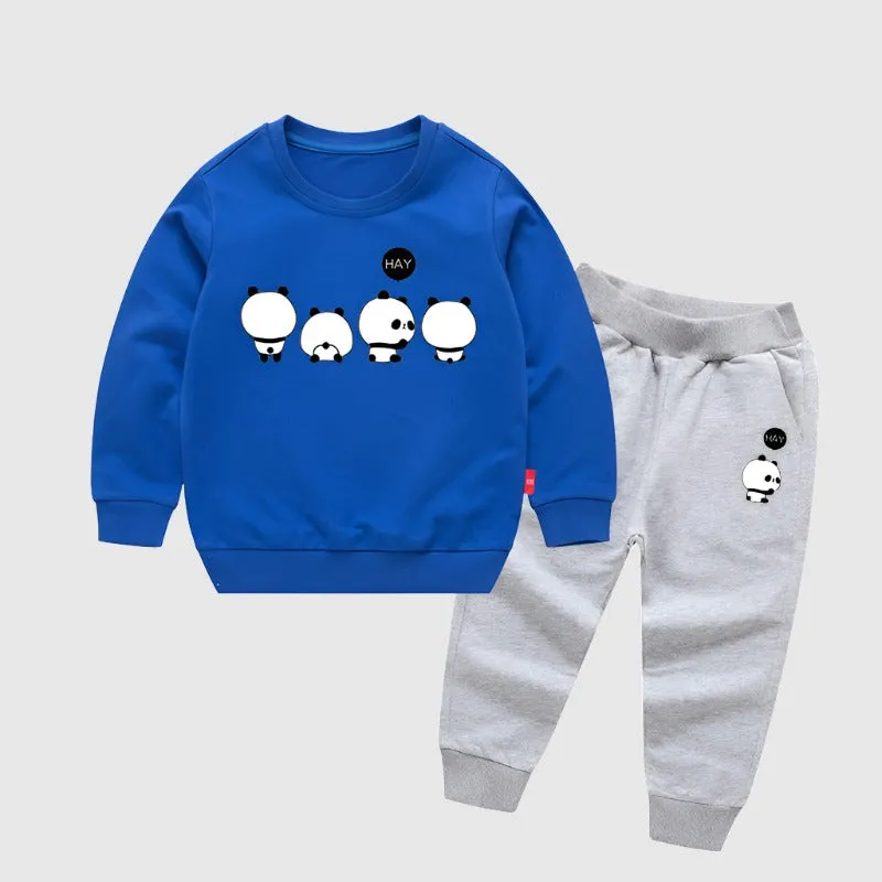 Kids Custom Design Long-sleeved Sweatshirt and Sweatpants Two piece Outfit Set