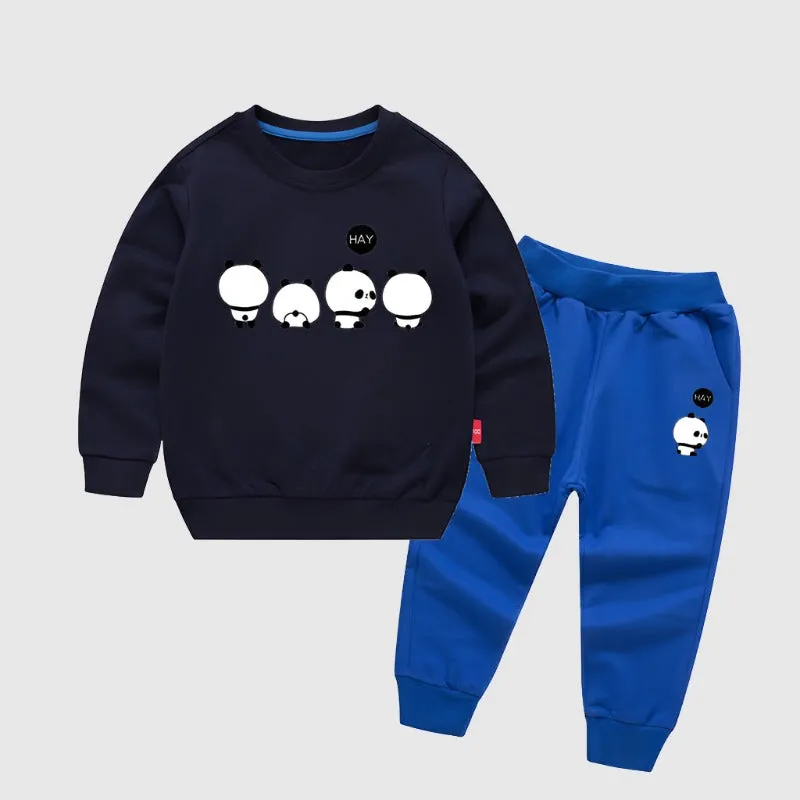 Kids Custom Design Long-sleeved Sweatshirt and Sweatpants Two piece Outfit Set