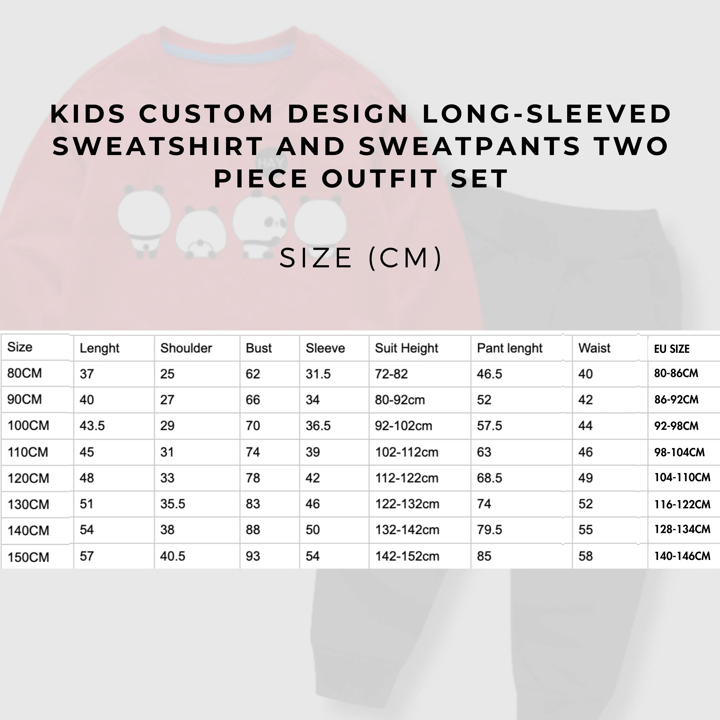 Kids Custom Design Long-sleeved Sweatshirt and Sweatpants Two piece Outfit Set