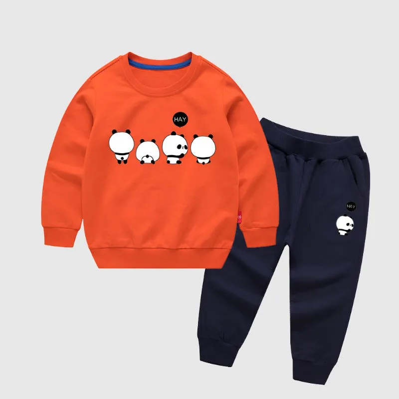 Kids Custom Design Long-sleeved Sweatshirt and Sweatpants Two piece Outfit Set