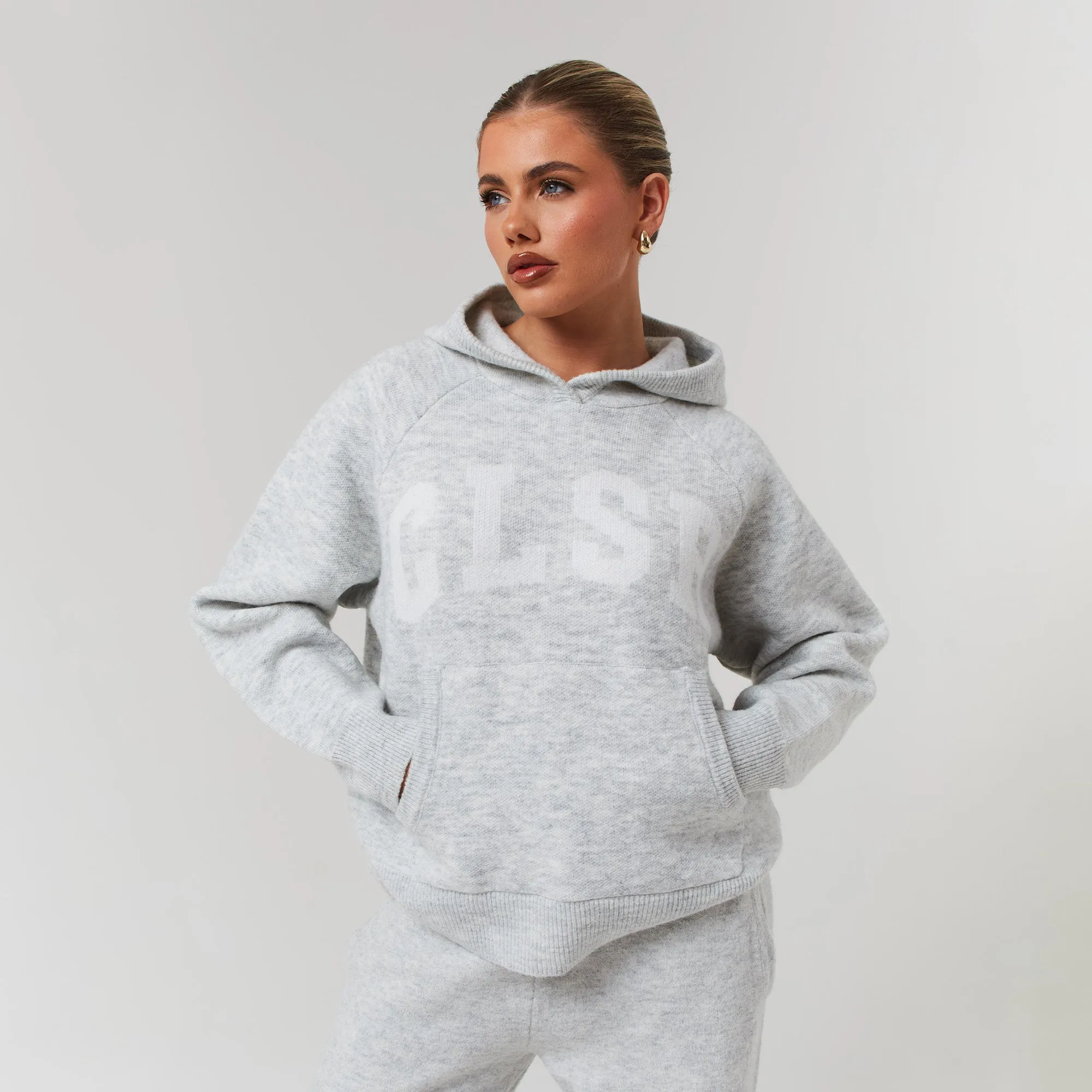 Knit Tracksuit | Light Grey Marl
