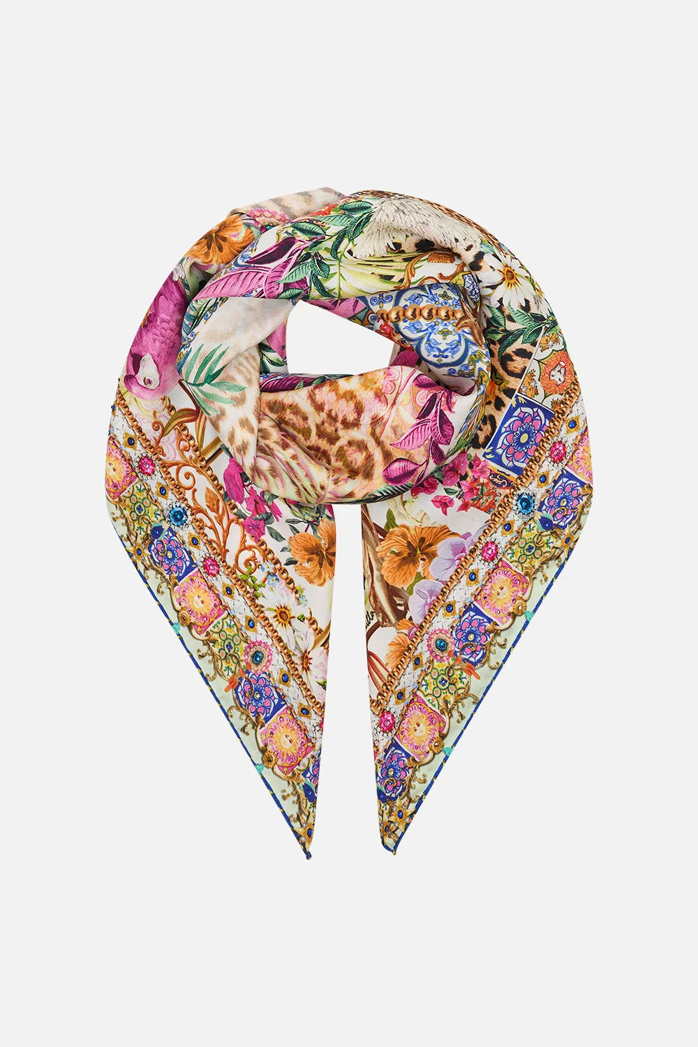 LARGE SQUARE SCARF FLOWERS OF NEPTUNE