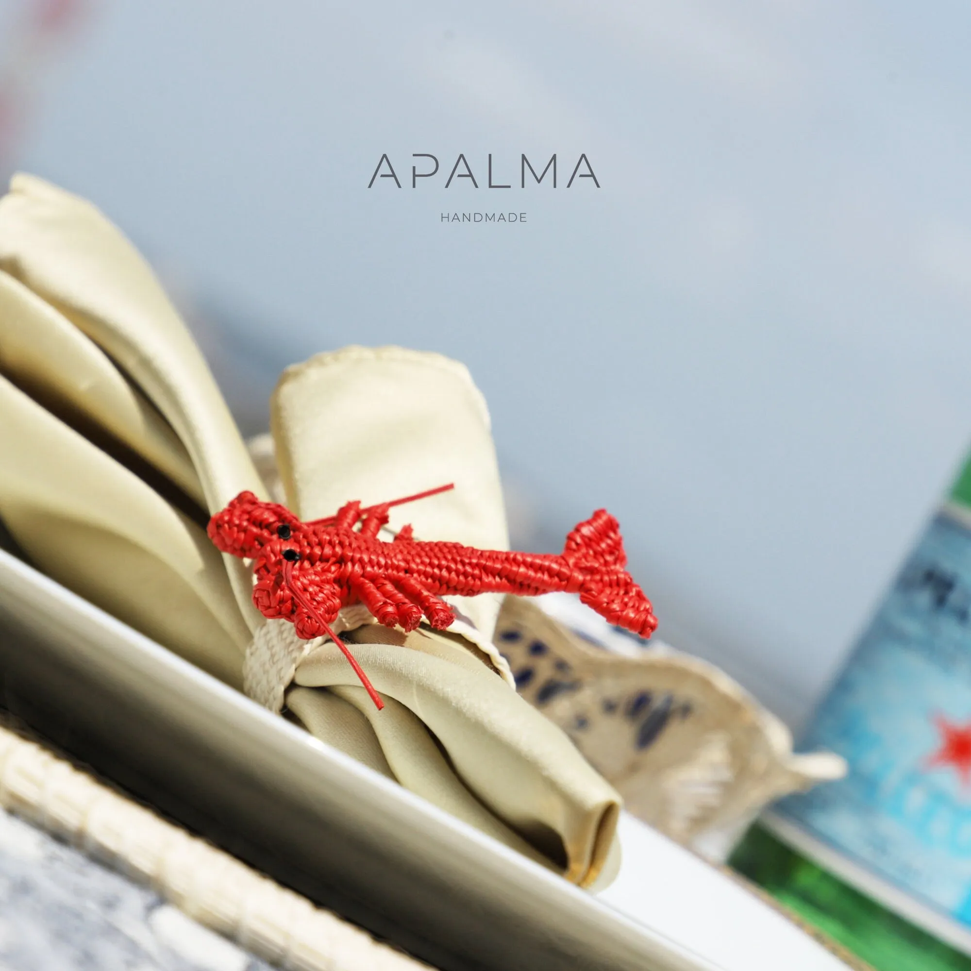Lobster Napkin Ring made of iraca palm - Red - Sold by Set