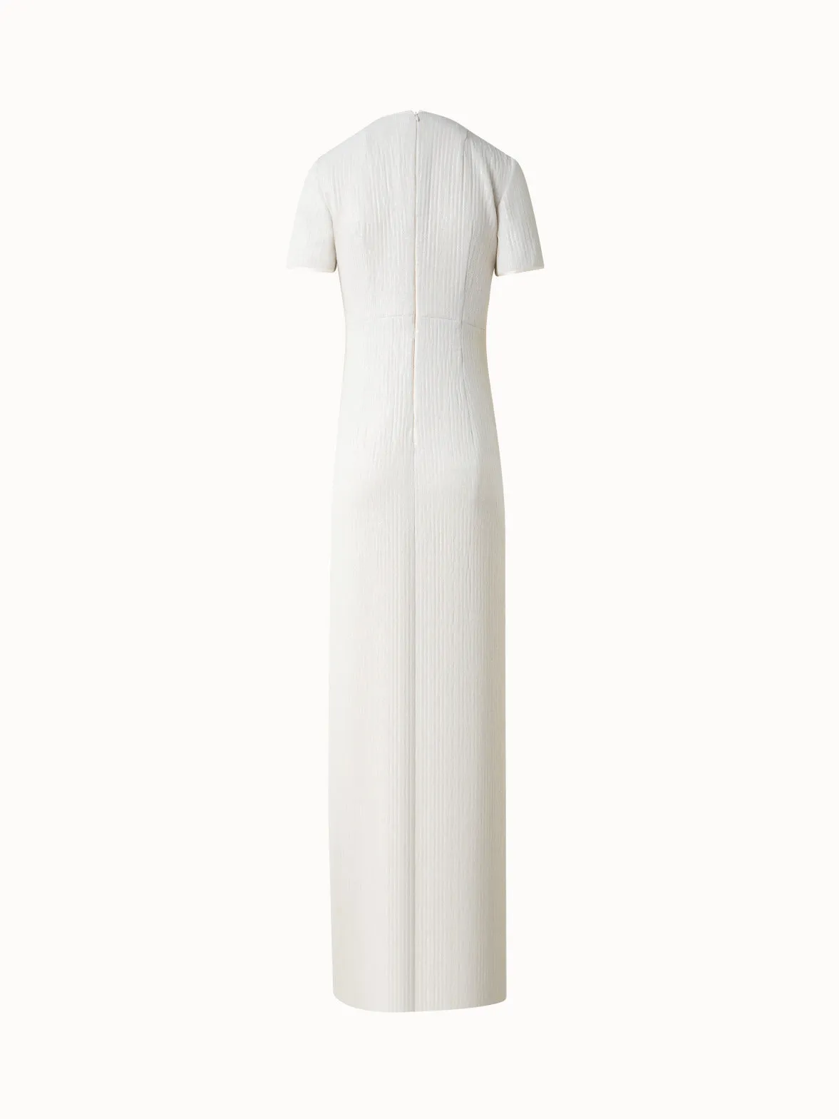 Long Silk Evening Dress with Sequin Embroidery