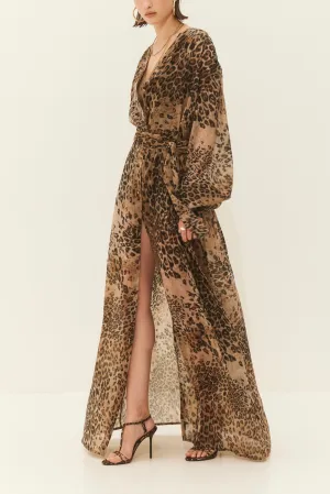 LONG TRANSPARENT CHIFFON DRESS "LEOPARD"