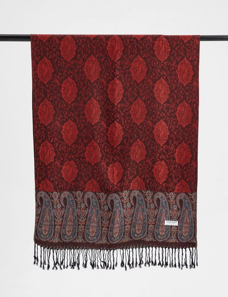 Maroon Border Pashmina