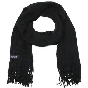Men Solid Knitted Winter Scarf - Black
