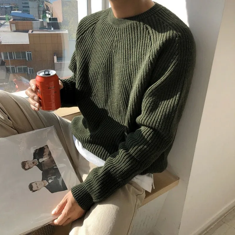 Mens Wear Classic Round Collar Sweater