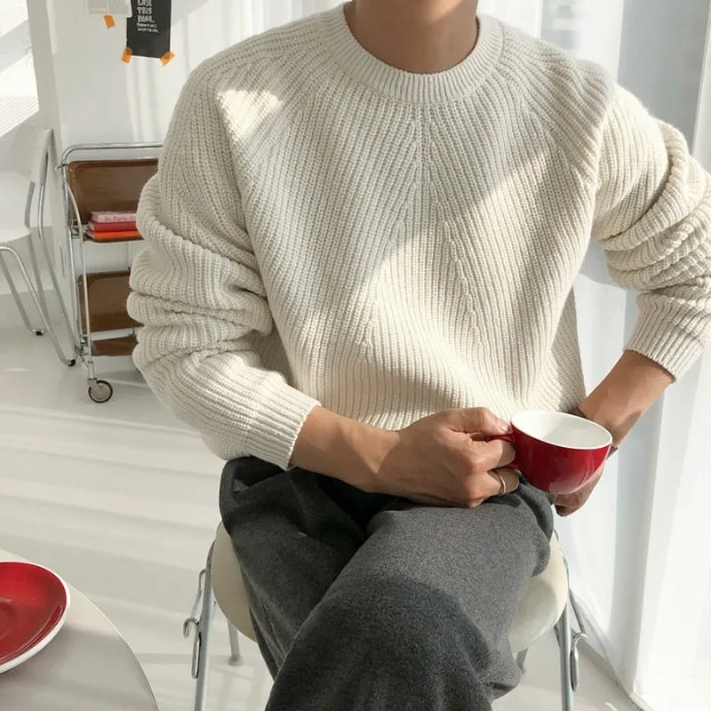 Mens Wear Classic Round Collar Sweater