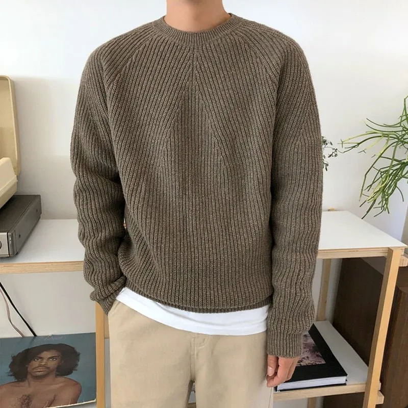 Mens Wear Classic Round Collar Sweater