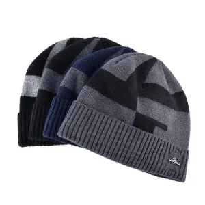 Men's Winter Fashion Knitted Beanie - Black,Gray,Blue