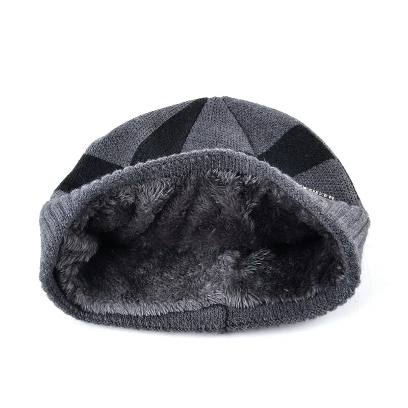 Men's Winter Fashion Knitted Beanie - Black,Gray,Blue