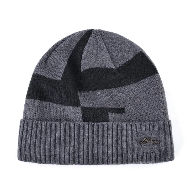 Men's Winter Fashion Knitted Beanie - Black,Gray,Blue