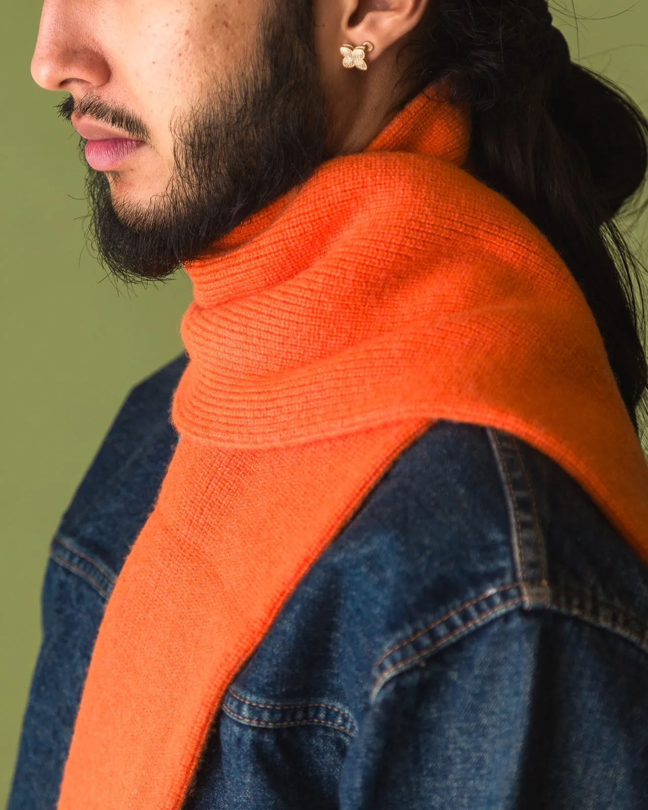 Merino Lambswool Sock Knit Scarf - Orange