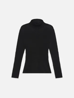 Mesh Lace Turtleneck -- Noir