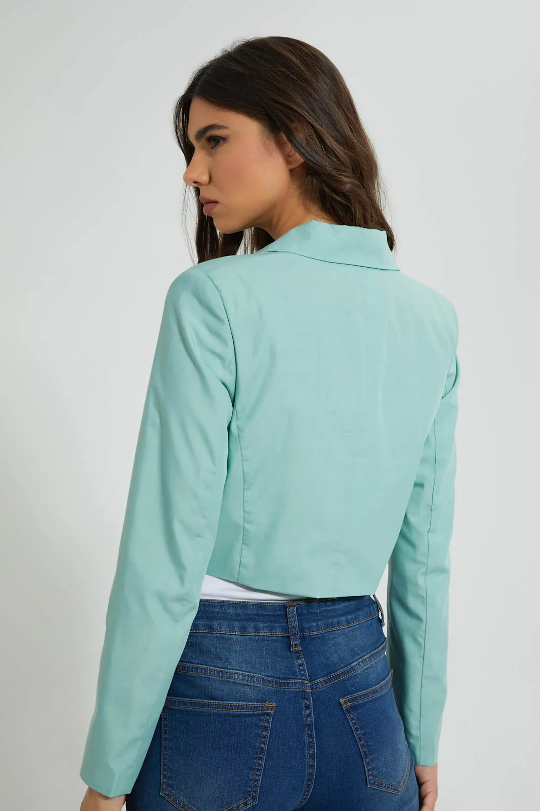 Mint Long Sleeve Cropped Jacket