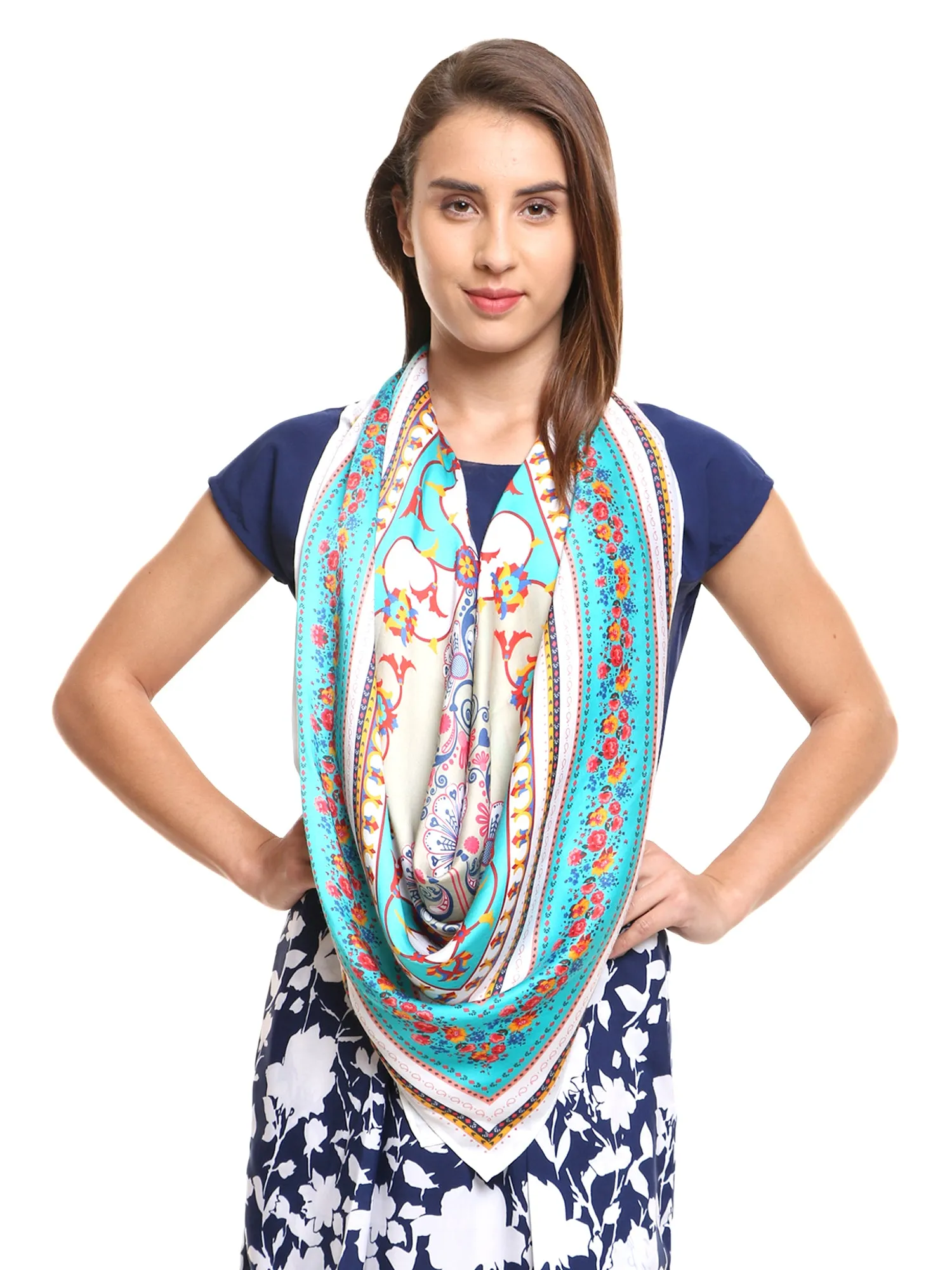 Modarta Head Scarf - Blue Floral Scarf