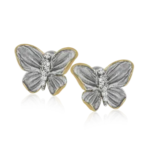 Monarch Butterfly Earrings in 18k Gold with Diamonds