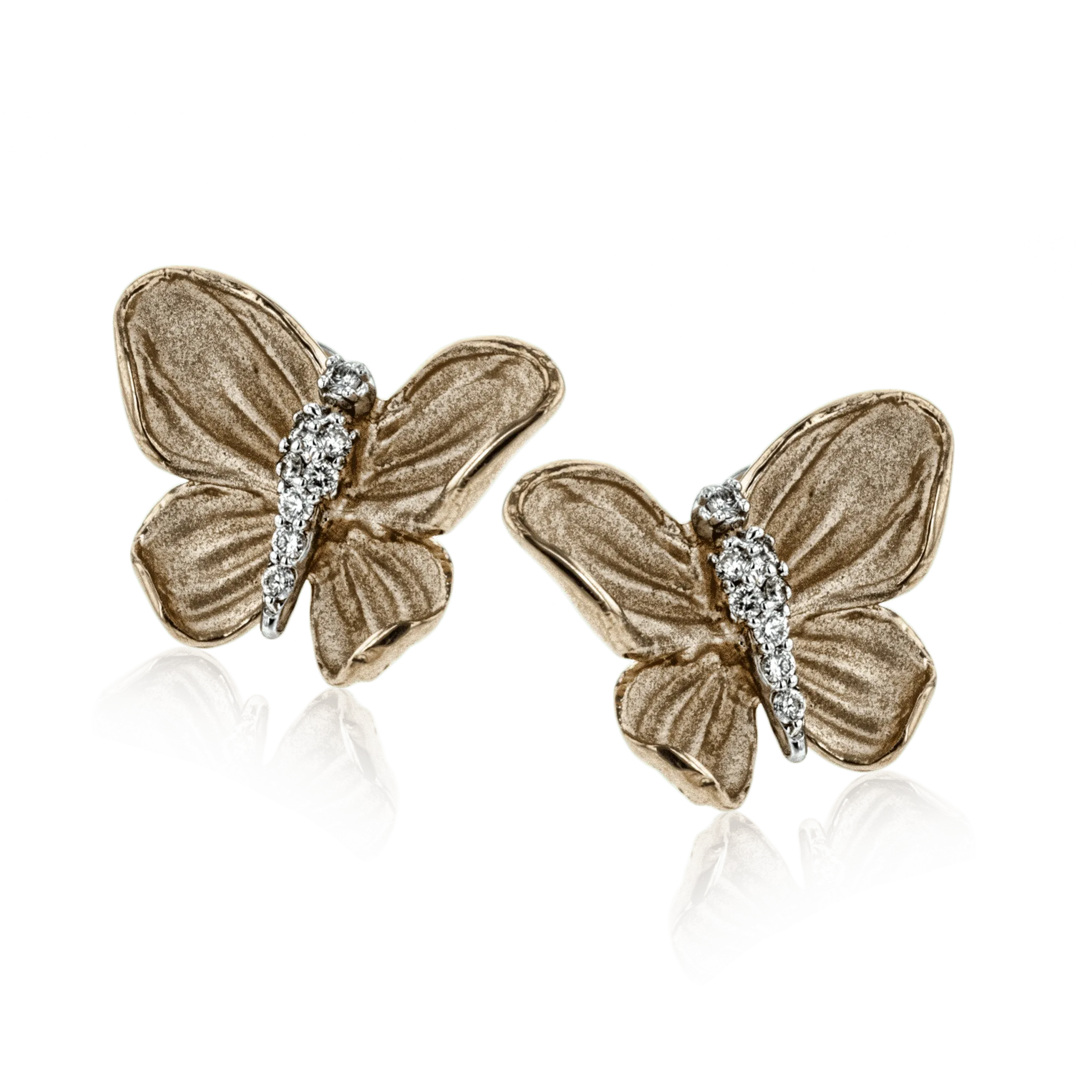 Monarch Butterfly Earrings in 18k Gold with Diamonds