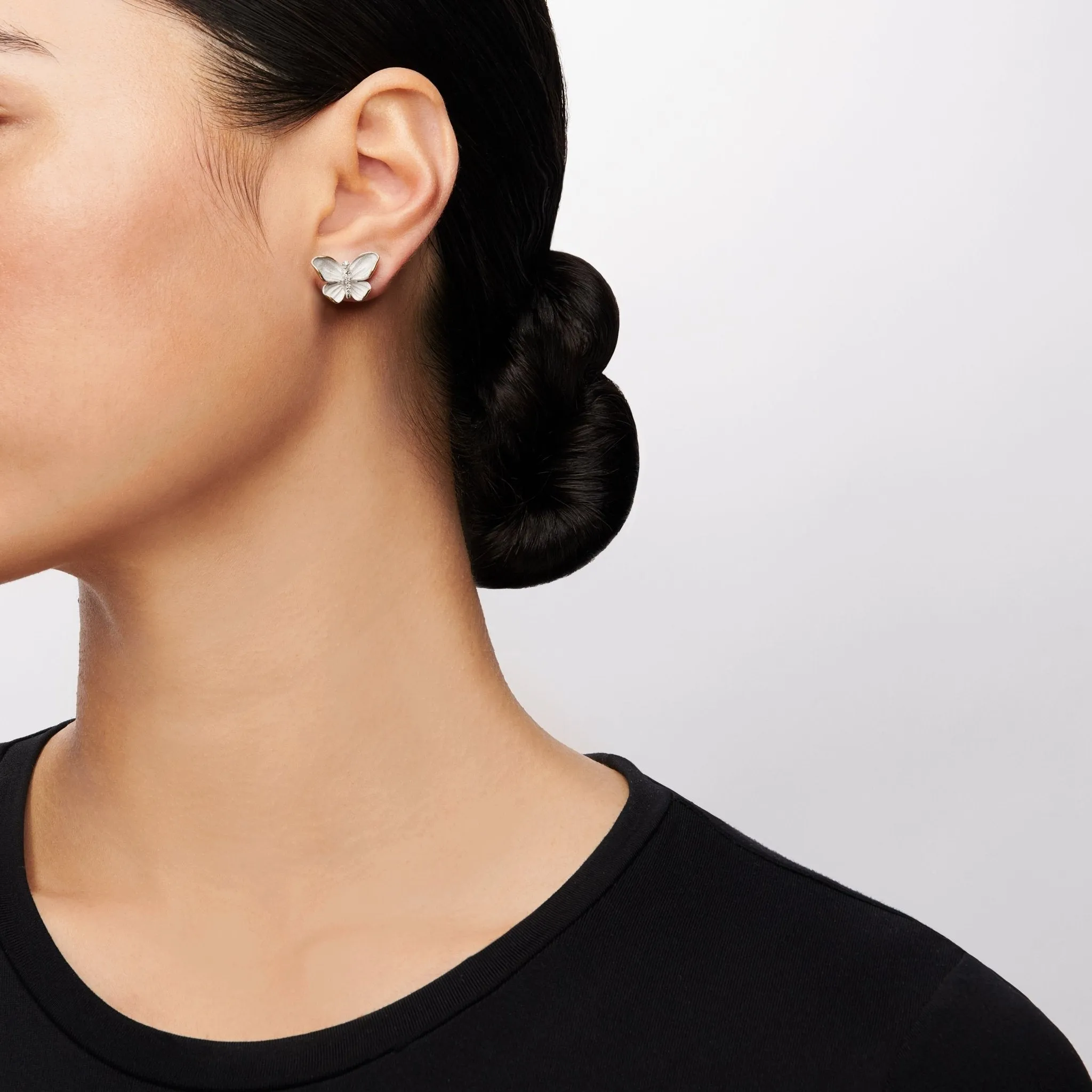 Monarch Butterfly Earrings in 18k Gold with Diamonds
