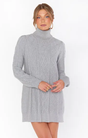 Montreal Mini Dress - Grey Cable Knit