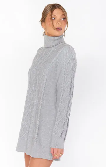 Montreal Mini Dress - Grey Cable Knit