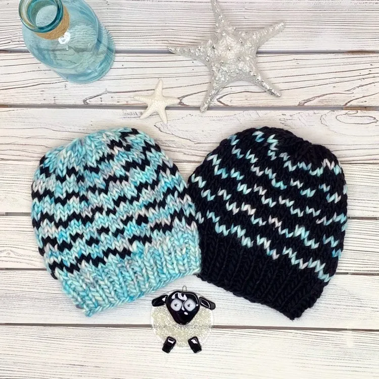 My Kind of Waves Beanie knitting PATTERN colorwork super bulky