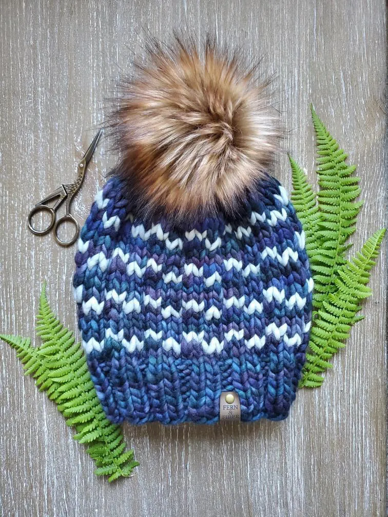 My Kind of Waves Beanie knitting PATTERN colorwork super bulky