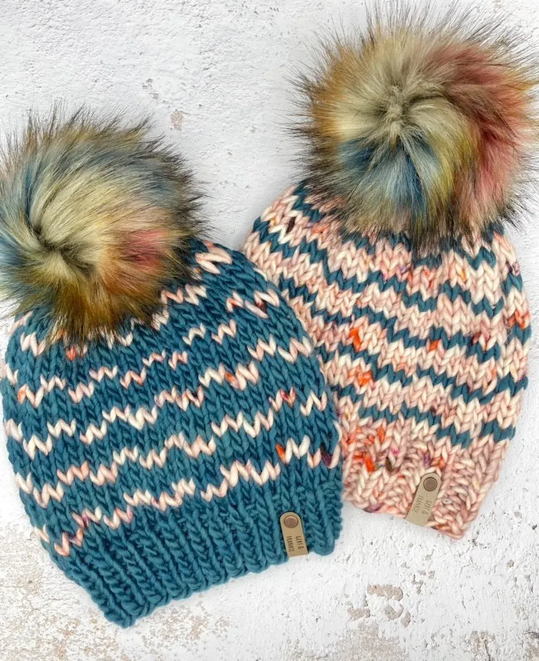 My Kind of Waves Beanie knitting PATTERN colorwork super bulky