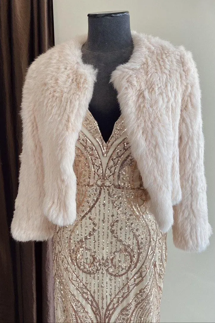 Natarsha Rabbit Fur Jacket Blush
