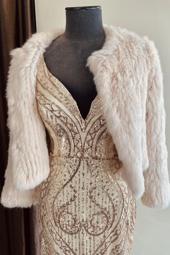 Natarsha Rabbit Fur Jacket Blush