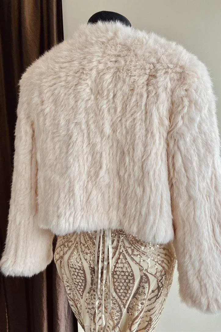 Natarsha Rabbit Fur Jacket Blush
