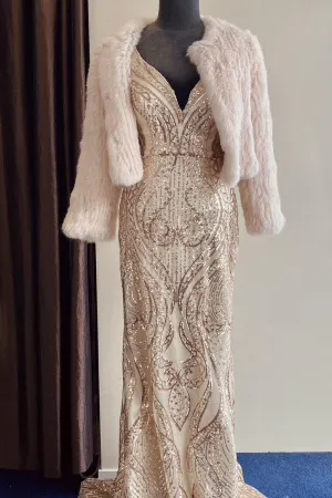 Natarsha Rabbit Fur Jacket Blush