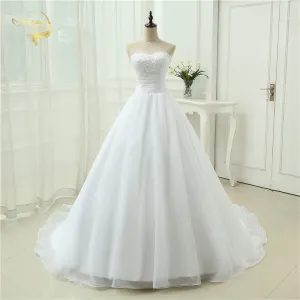 New Arrival Cheap Vestido De Noiva A Line Sweetheart Organza Robe De Mariage Gown Vintage Plus Size Wedding Dresses 2019 OW 2039