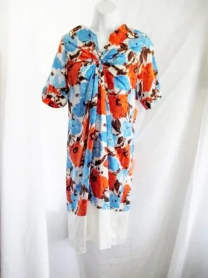 NEW NWT DRIES VAN NOTEN Silk Dress 36 / 4 BLUE ORANGE FLORAL Shift