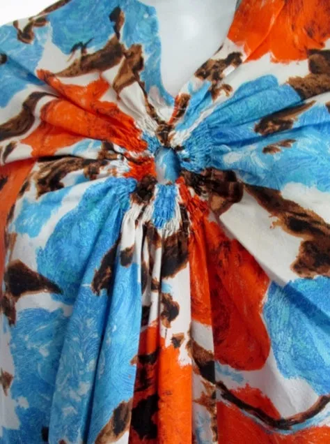 NEW NWT DRIES VAN NOTEN Silk Dress 36 / 4 BLUE ORANGE FLORAL Shift