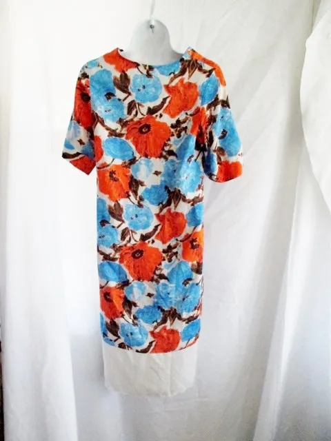 NEW NWT DRIES VAN NOTEN Silk Dress 36 / 4 BLUE ORANGE FLORAL Shift