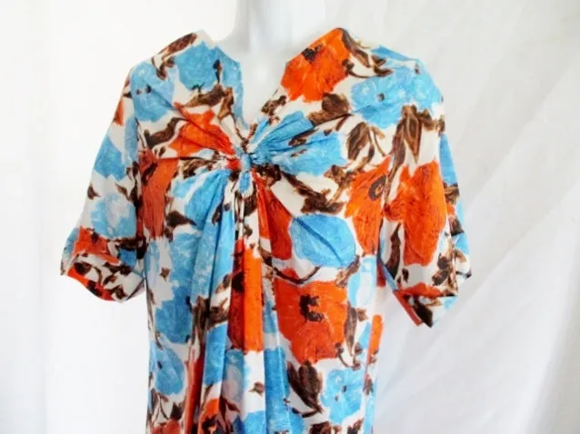 NEW NWT DRIES VAN NOTEN Silk Dress 36 / 4 BLUE ORANGE FLORAL Shift