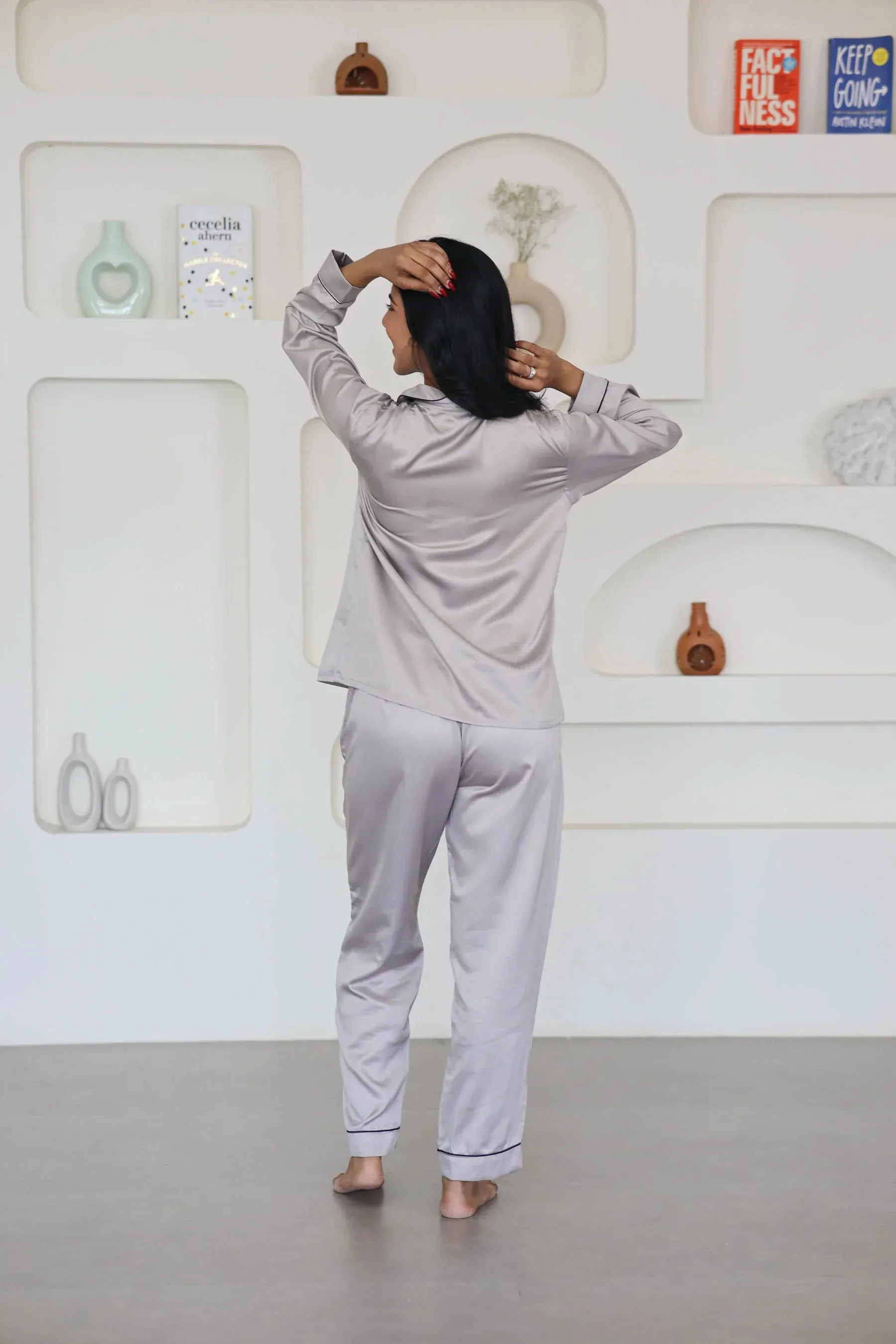Night Wear Satin Chocolate Color Night Suit