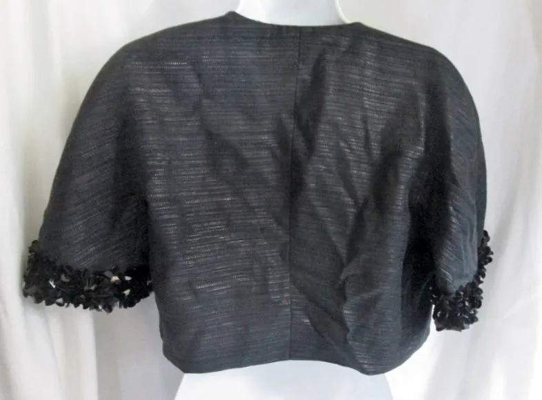 NWT NEW TRINA TURK Womens CAVIAR JACKET BOLERO Crop Coat 4 BLACK $358
